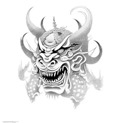 japanese demon representing fearlessness  tattoo design idea