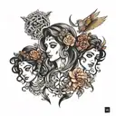 mixed of three names: Mehrdad, parniya, soniya tattoo design idea
