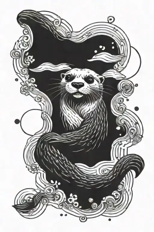 otter swimming in circles tattoo design idea