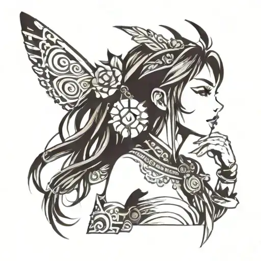 anime girl tribal tattoo tattoo design idea