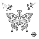 ankle bracelet with a four leaf clover, butterfly, stars, dragonfly, rose and moon as pendants tattoo design idea