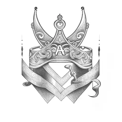 letter A and S with magic wand and princess crown tattoo design idea