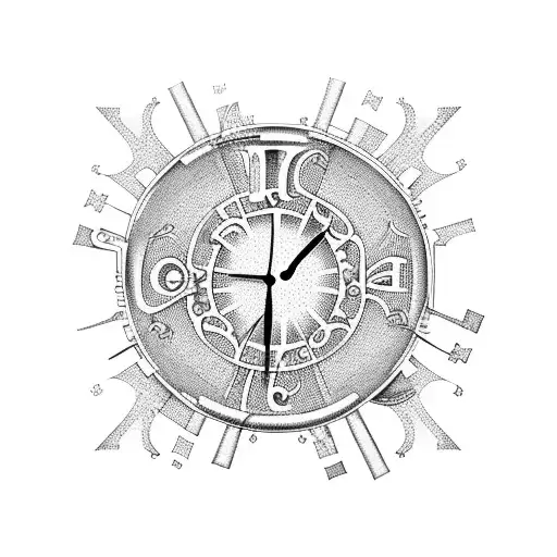 clock inside a jigsaw puzzle tattoo design idea