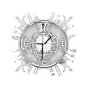 clock inside a jigsaw puzzle tattoo design idea