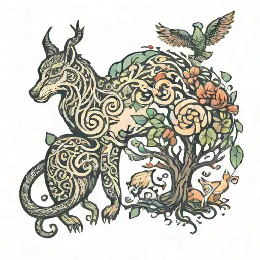 tree of life animals  tattoo design idea