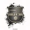 Incorporate elements of FC Barcelona's iconic logo & motto to a minimalist tattoo design. tattoo design idea