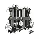 Incorporate elements of FC Barcelona's iconic logo & motto to a minimalist tattoo design. tattoo design idea