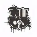 Incorporate elements of FC Barcelona's iconic logo & motto to a minimalist tattoo design. tattoo design idea