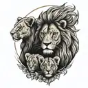 lion and 2 cubs face only tattoo design idea