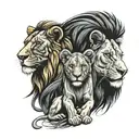 lion and 2 cubs face only tattoo design idea