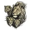 lion and 2 cubs face only tattoo design idea