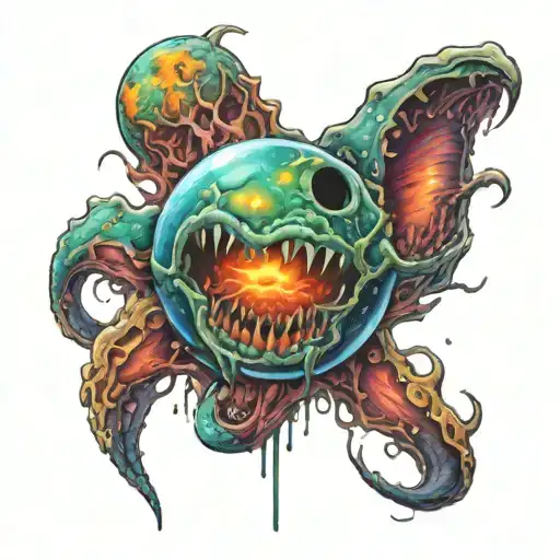 cosmic horror planet devourer tattoo design idea