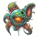 cosmic horror planet devourer tattoo design idea