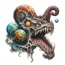cosmic horror planet devourer tattoo design idea
