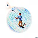 meteor with an astronaut playing golf on it tattoo design idea