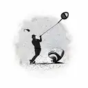 meteor with an astronaut playing golf on it tattoo design idea