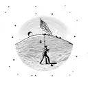 meteor with an astronaut playing golf on it tattoo design idea