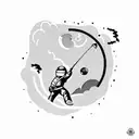 meteor with an astronaut playing golf on it tattoo design idea