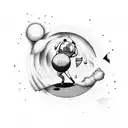 meteor with an astronaut playing golf on it tattoo design idea