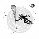 meteor with an astronaut playing golf on it tattoo design idea