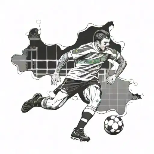 A Celtic FC hero in action on the soccer field tattoo design idea