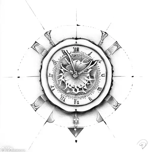 Two cards with heart and a clock tattoo design idea