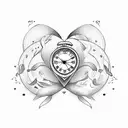 Two cards with heart and a clock tattoo design idea