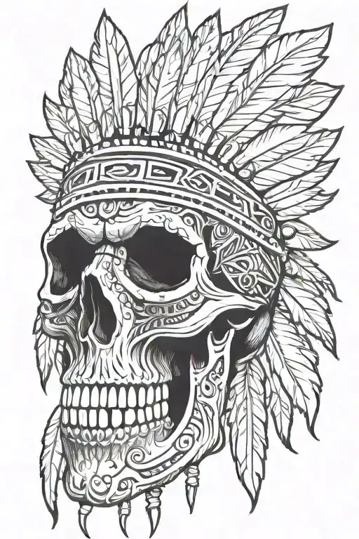 native american skull tattoo design idea