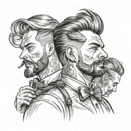 hansom prince getting a clean fade and his beared cleaned up by a barber at a high end barbershop tattoo design idea