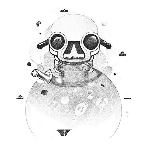 bartender in the space with animales  tattoo design idea