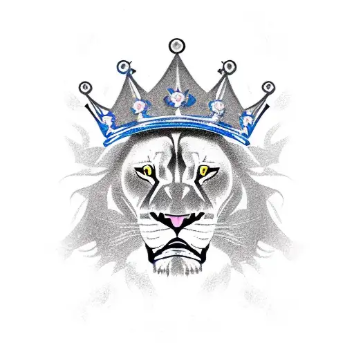 A roaring lion with a crown, representing the client's inner power and the ability to overcome obstacles tattoo design idea