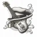 An intricate dotwork tattoo of a chef's hat with a microphone and guitar intertwined, representing the love for music and cooking tattoo design idea