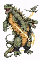 Godzilla vs life fight tattoo design idea