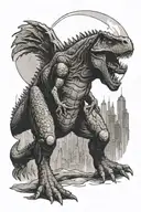 T. rex vs. godzilla tattoo design idea