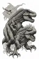 T. rex vs. godzilla tattoo design idea