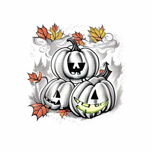 vintage Halloween autumn  tattoo design idea