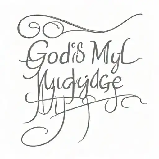 write "God is my judge" on the thigh tattoo design idea