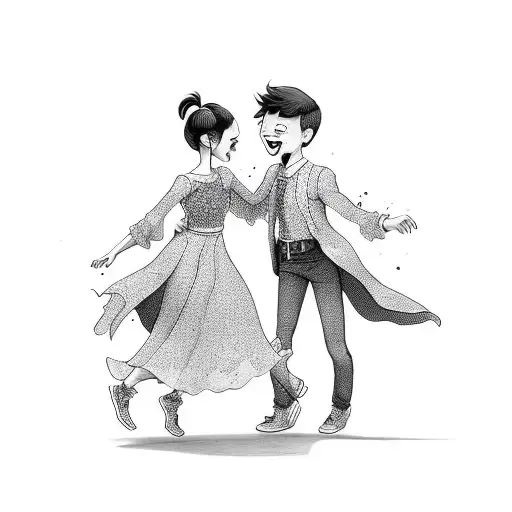 Boy and girl dancing slow  tattoo design idea