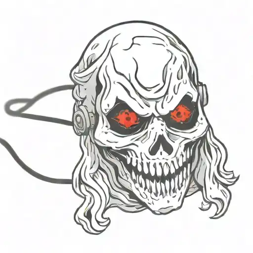 ghost face mask with red eyes tattoo design idea