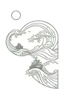 noah's ark in great wave crashing waves tattoo design idea