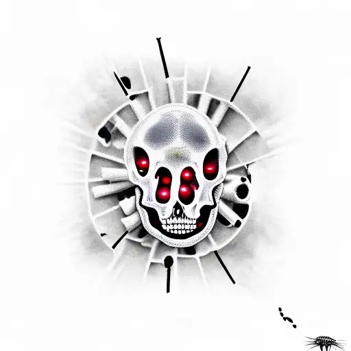 skeleton Joseph Smith with bullet holes riding a tapir tattoo design idea