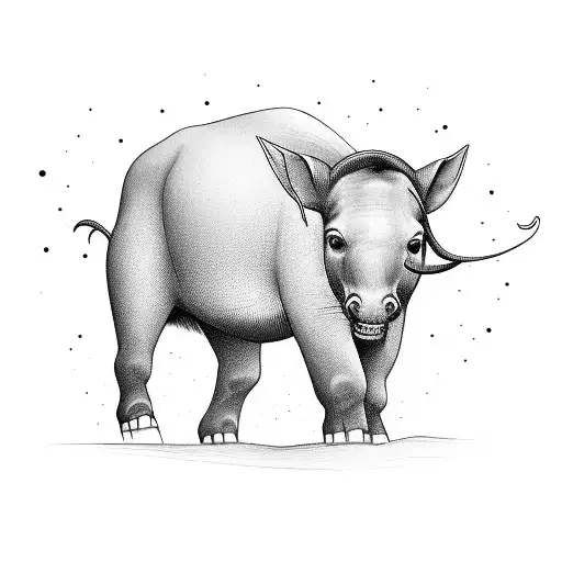 dead Joseph Smith riding a tapir tattoo design idea