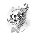 skeleton Joseph Smith riding a tapir tattoo design idea