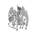 skeleton Joseph Smith riding a tapir tattoo design idea