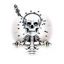 skeleton Joseph Smith with bullet holes riding a tapir tattoo design idea