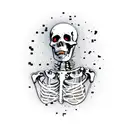 skeleton Joseph Smith with bullet holes riding a tapir tattoo design idea
