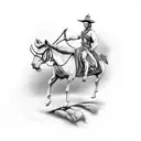 dead Joseph Smith riding a tapir tattoo design idea