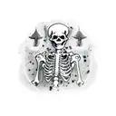 skeleton Joseph Smith with bullet holes riding a tapir tattoo design idea