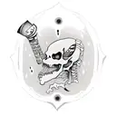 skeleton Joseph Smith with bullet holes riding a tapir tattoo design idea