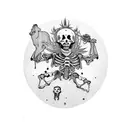 skeleton Joseph Smith with bullet holes riding a tapir tattoo design idea